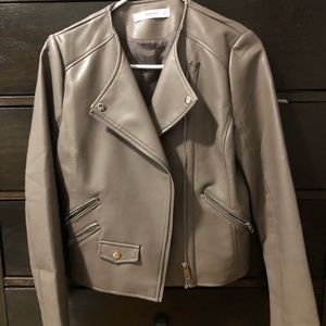 Vegan taupe leather jacket